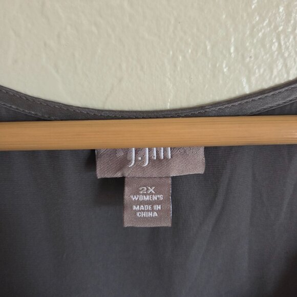 J.Jill 100% Silk Pleated Ruffled Sleeveless Blouse Top Grey/Silver Size 2X Plus - Picture 2 of 10